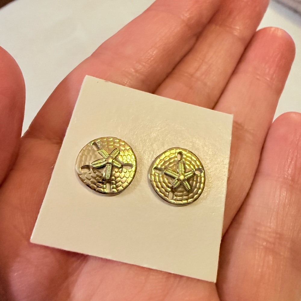 Vintage Avon Gold Tone Sand Dollar Earrings Never Worn in OG Box 1980-89